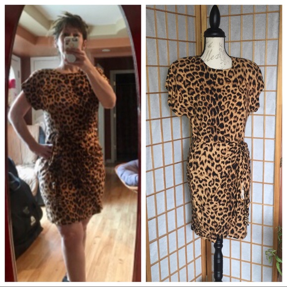 Vintage Dresses & Skirts - Vintage 80s Cheetah Curve Hugging Dress sz 6